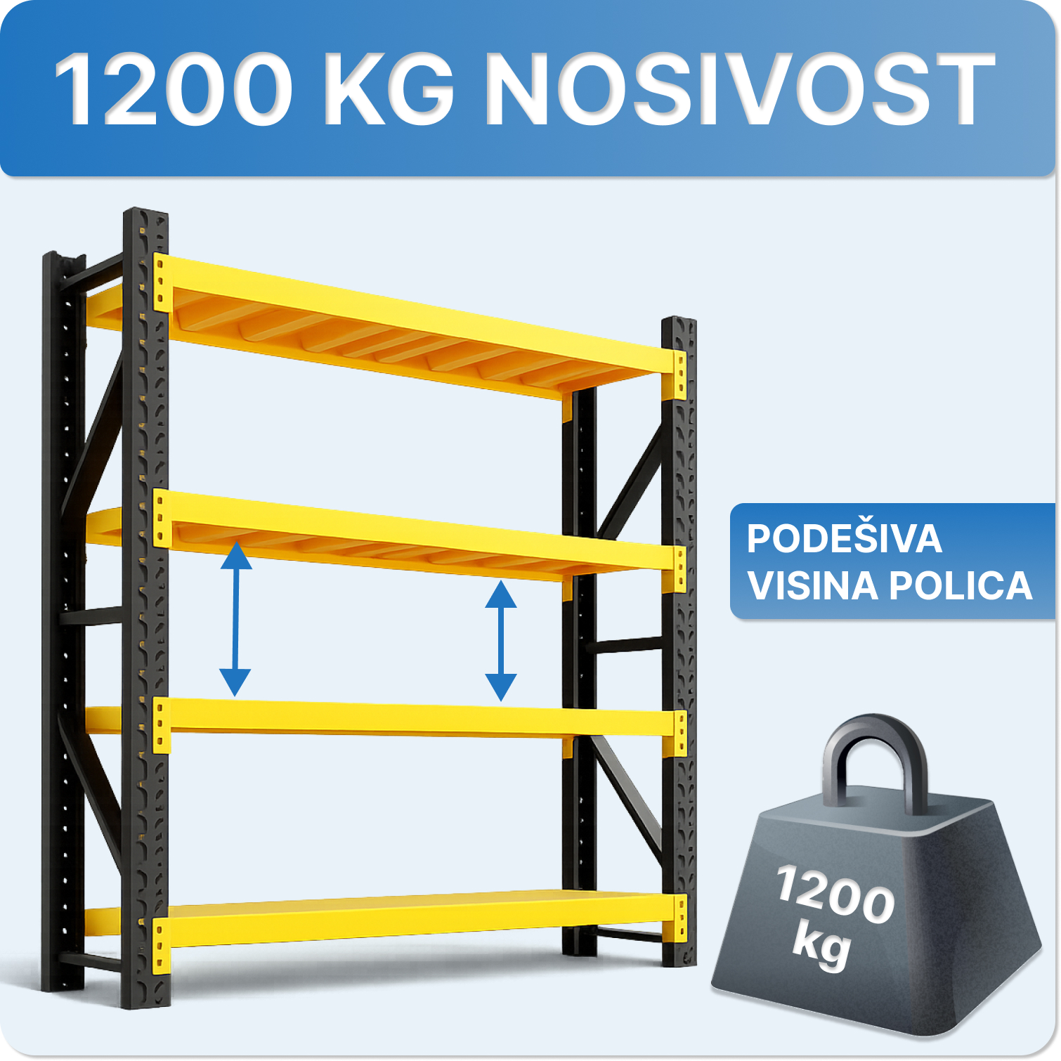 Metalna polica nosivost 1200 kg