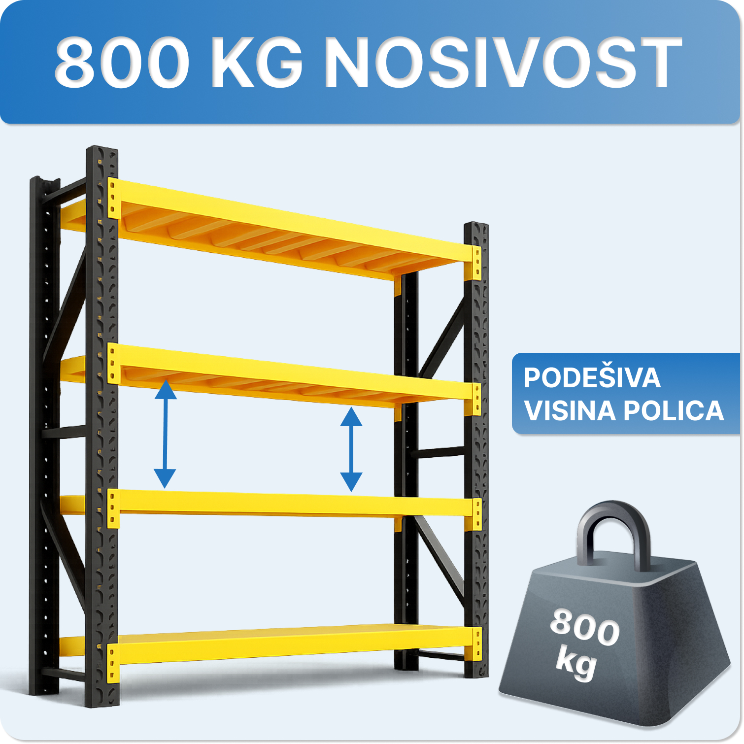 Metalna polica nosivost 800 kg
