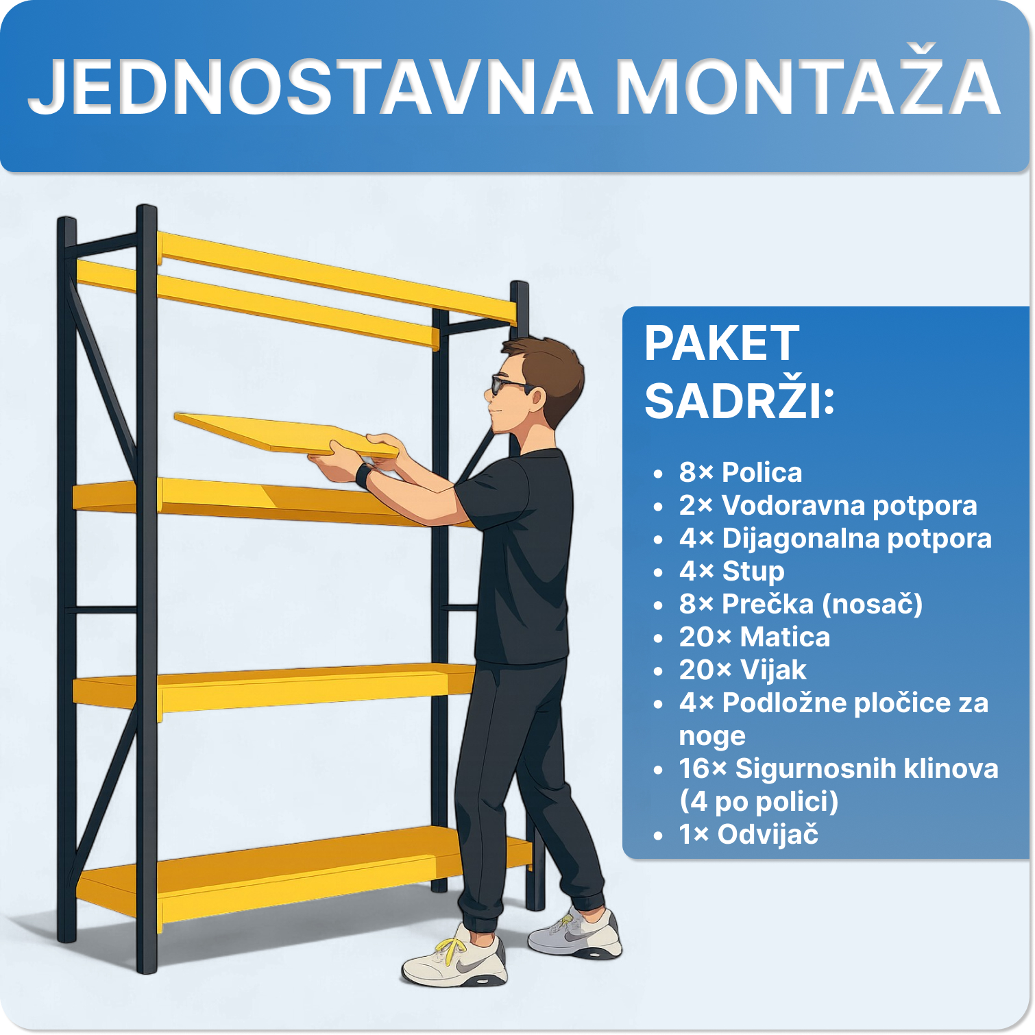 Jednostavna montaža metalne police