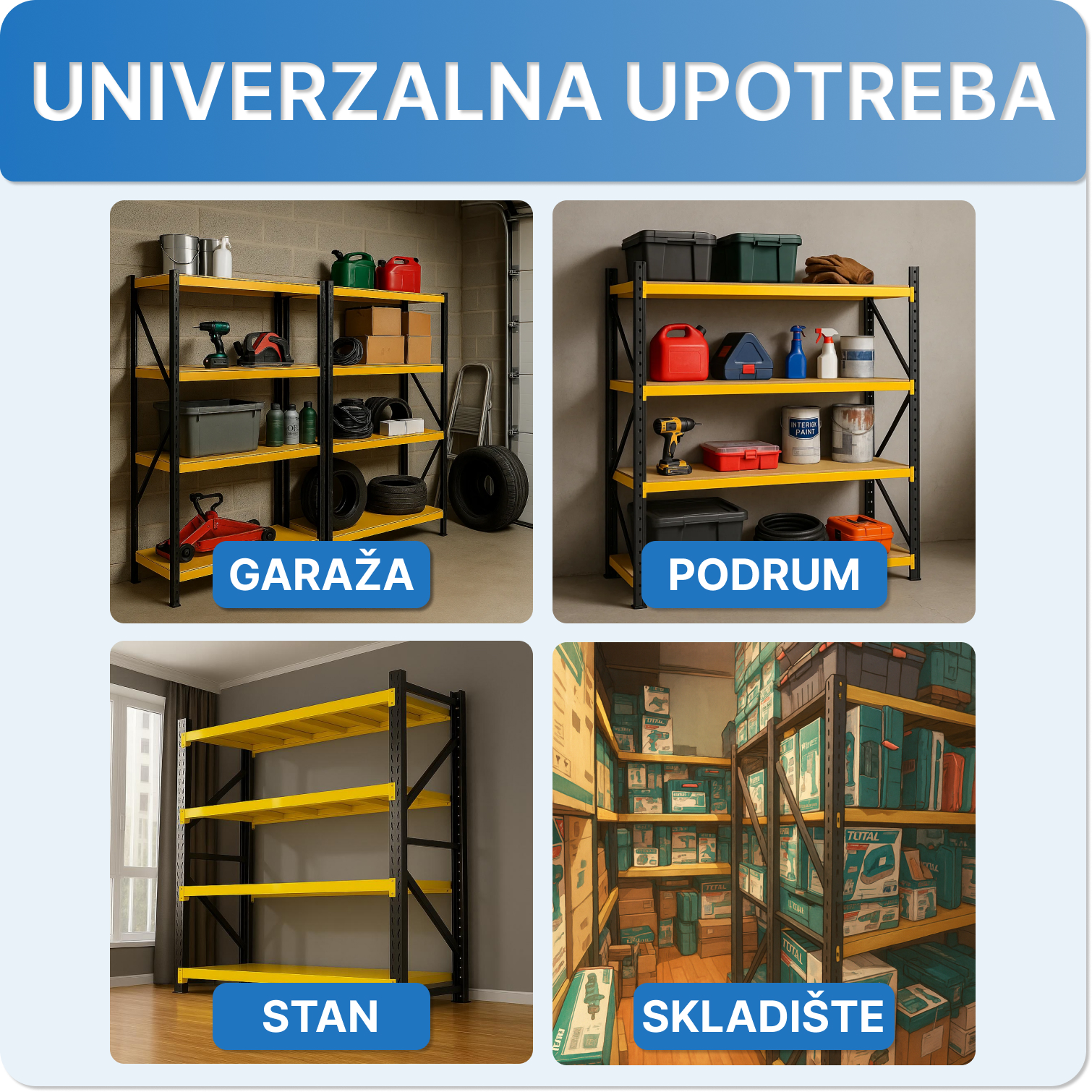 Univerzalna upotreba metalne police